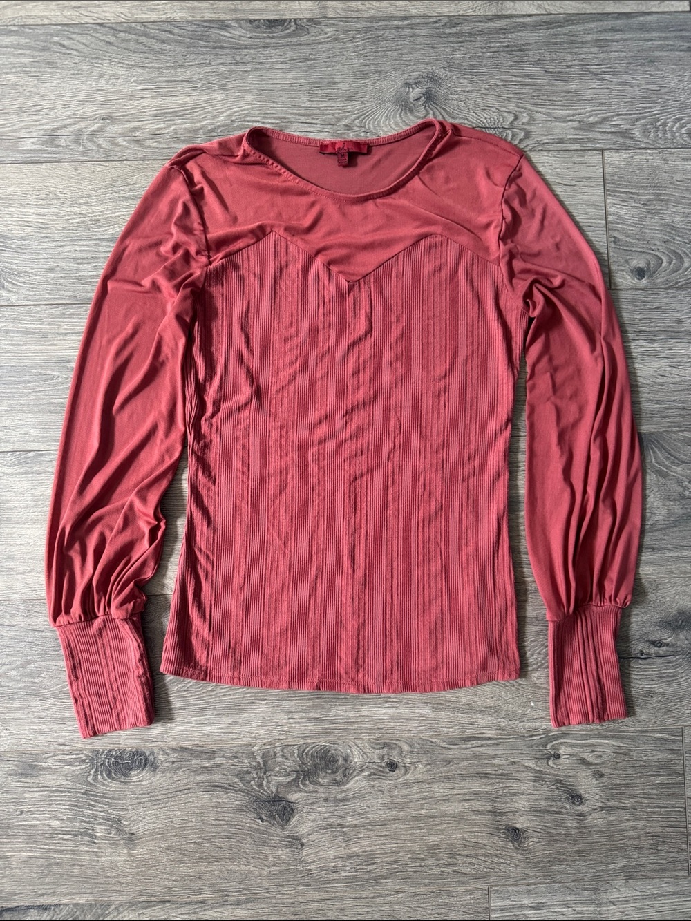 Ribbed Long-Sleeve Tee in Dusty Rose